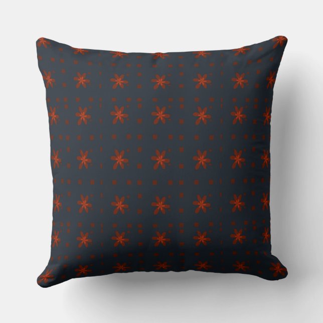 Formal Floral Square Conundrum Navy Maroon Cushion (Back)