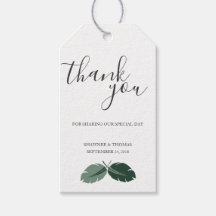 Formal Floral Tropical Green Wedding Gift Tag