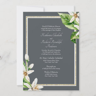 Formal Foliage Grey Wedding Invitation