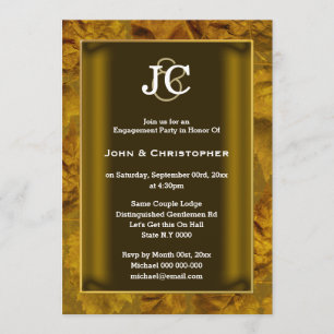 Formal gay engagement fall leaves autumn colours invitation