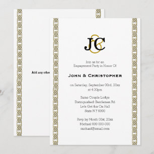 Formal gay wedding chic celtic classy Personalise Invitation