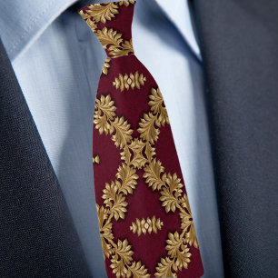 Formal Gold and Ruby Pattern Necktie