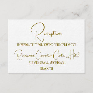 Formal Gold Black Tie Wedding Reception  Invitation