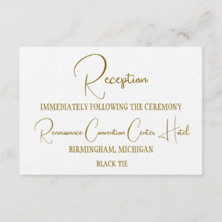 Formal Gold Black Tie Wedding Reception Invitation