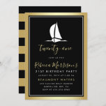 Formal Gold Black & White Sailing Boat Birthday Invitation<br><div class="desc">Create your own Formal Gold Black & White Sailing Boat Birthday invitations using these easy-to-customise templates from partily. With a bold white sailing boat motif on a black background with stylish modern typography, these invitations are bound to appeal to anyone who loves sailing and style. Just enter your own details...</div>