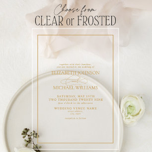 Formal Gold Classic Script Wedding Acrylic Invitations
