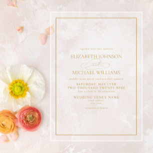 Formal Gold Classic Script Wedding Acrylic Invitations