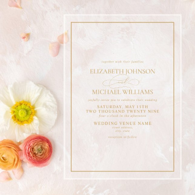 Formal Gold Classic Script Wedding Acrylic Invitations (Creator Uploaded)