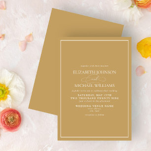 Formal Gold Classic Script Wedding Invitation