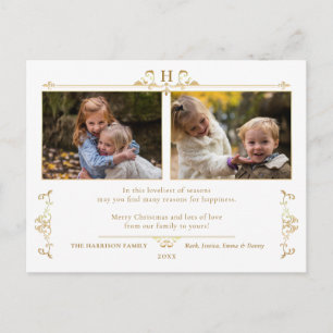 Formal Gold Elegance Two-Photo Postcard