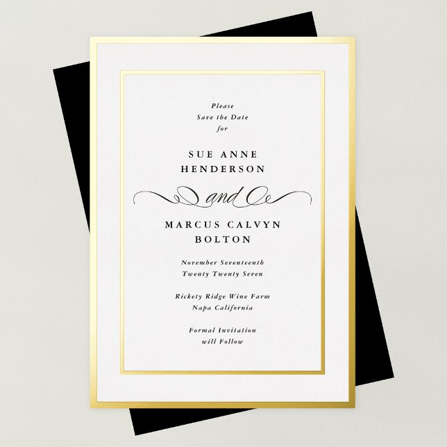 Formal Gold Frame Wedding Save The Date (Creator Uploaded)