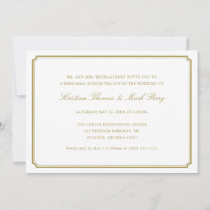 Formal Gold Wedding Rehearsal Dinner Invitation