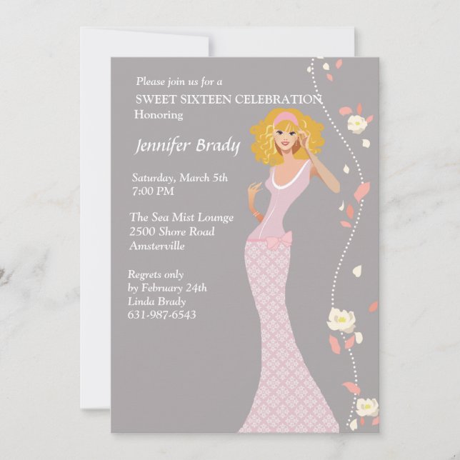 Formal Gown Teen Invitation (Front)