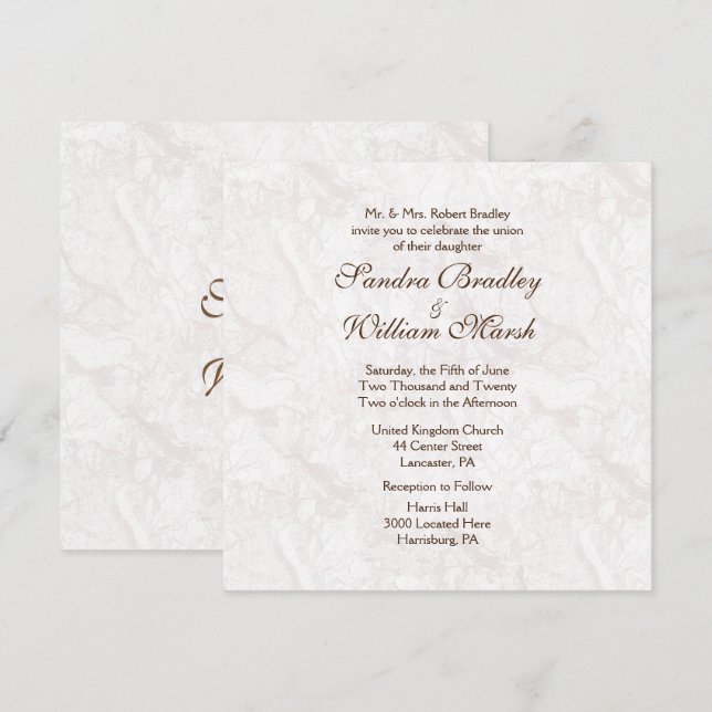 Formal Granite Look Wedding Invitation (Front/Back)