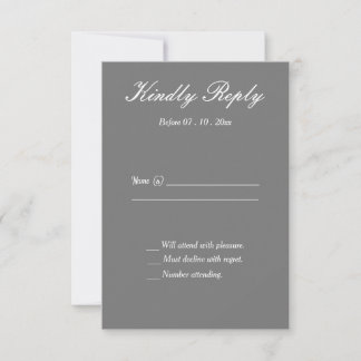 Formal Gray & White Wedding Response Card