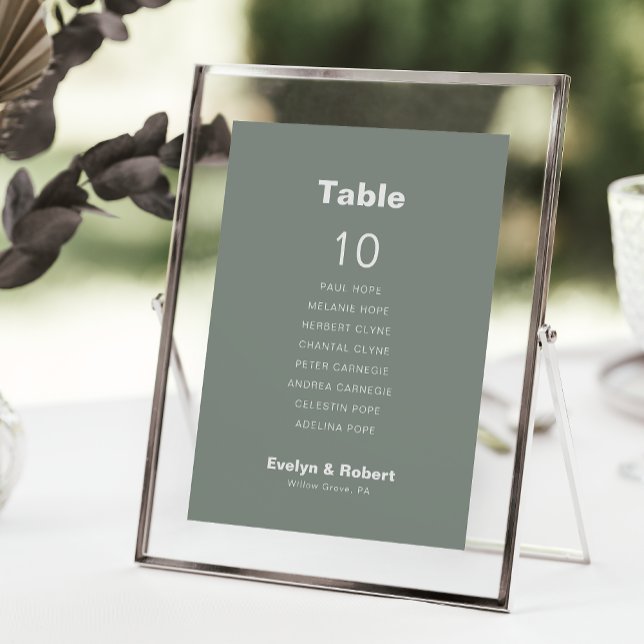 Formal Green Wedding Table 10 Seating Chart  Invitation (Creator Uploaded)