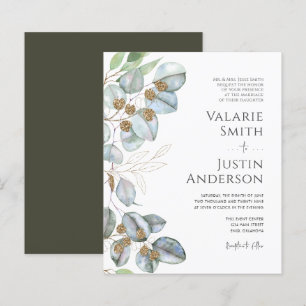 Formal Greenery Eucalyptus Sage Wedding Invitation