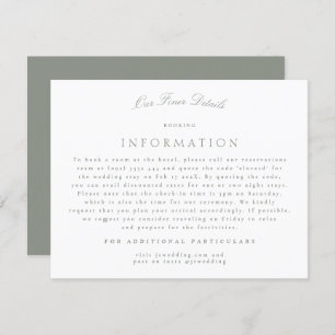 Formal Grey Green Calligraphy Wedding Details Enclosure Card