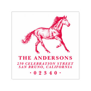 Formal Horse Classic Family Name & Return Address Self-inking Stamp