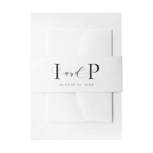 Formal initials wedding invitation invitation belly band
