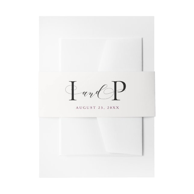 Formal initials wedding invitation invitation belly band (Front Example)