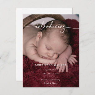 Formal Introducing Photo Baby Announcement Card