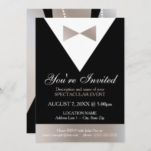 Formal Invitations   Modern Tuxedo Dress Champagne