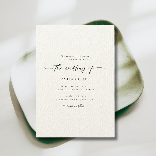 Formal Ivory Modern Calligraphy Gorgeous Wedding Invitation (Creator Uploaded)