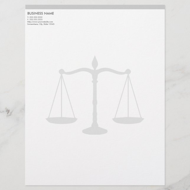 Formal Justice Scale Attorney Letterhead Design (Front)