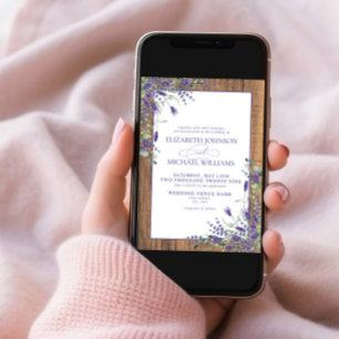 Formal Lavender Eucalyptus Wood Script Wedding Invitation