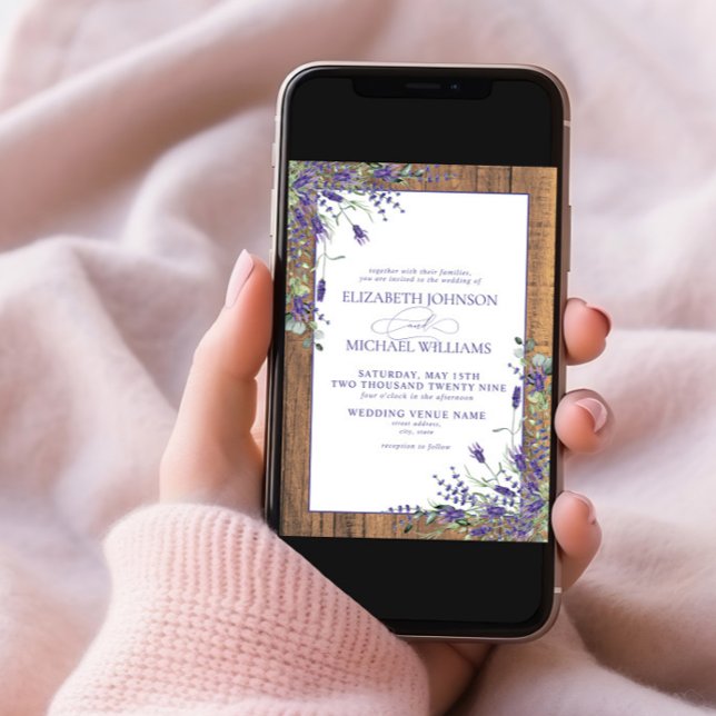 Formal Lavender Eucalyptus Wood Script Wedding Invitation (Creator Uploaded)
