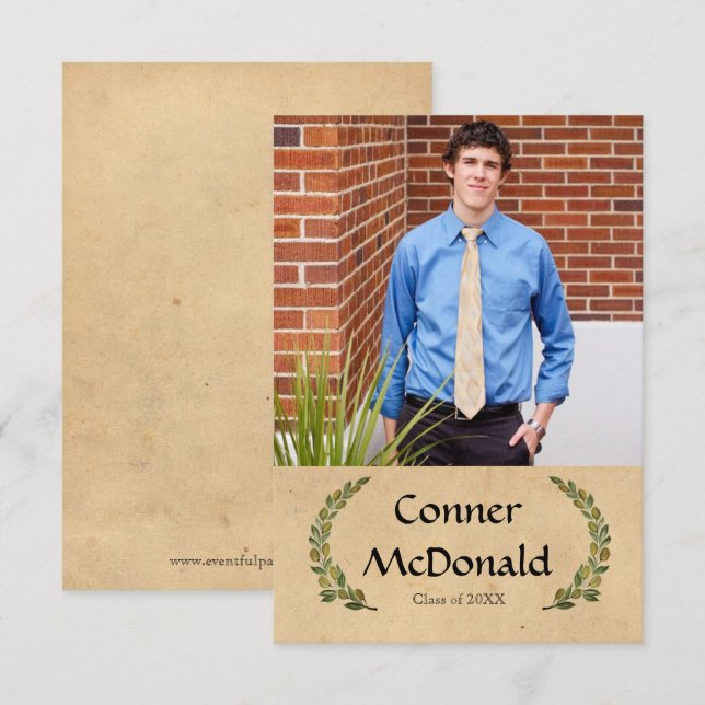 Formal Leaf - 3x5 Graduation Announcement (Front/Back)
