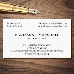 Formal Legal & Professional Attorney at Law Black Business Card