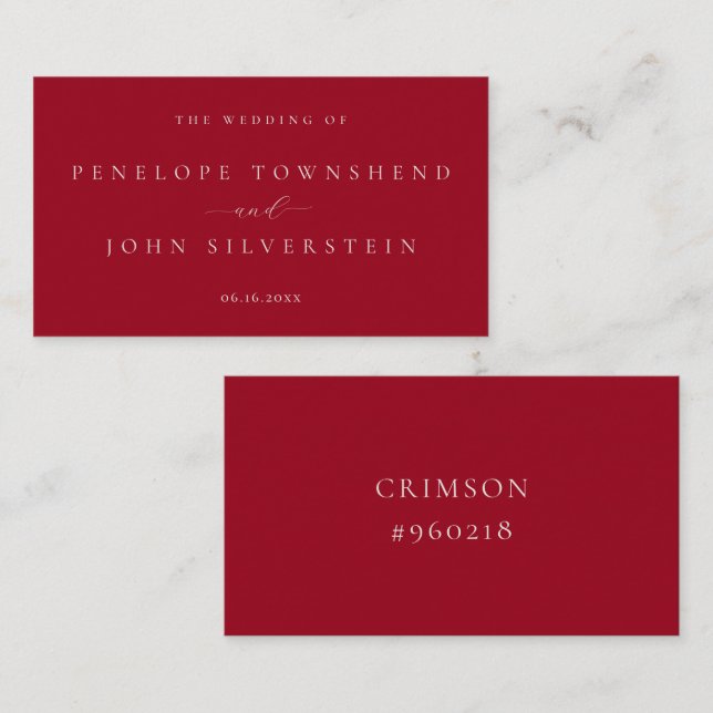 Formal Lettering Colour Chip Swatch Wedding Enclosure Card (Front/Back)