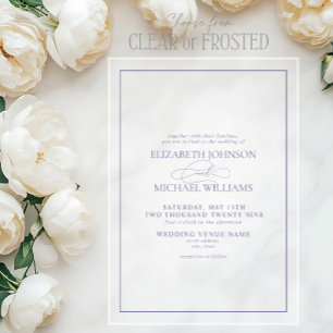 Formal Lilac Lavender Classic Script Wedding Acrylic Invitations