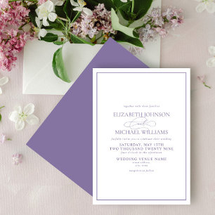 Formal Lilac Lavender Classic Script Wedding Invitation