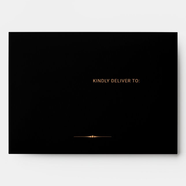 Formal luxury black and gold wedding invite envelope (Front)