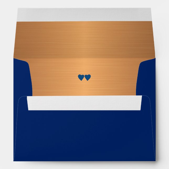 Formal luxury navy blue gold wedding invite envelope (Back (Bottom))