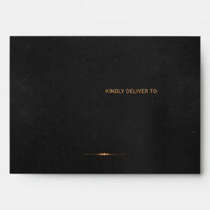Formal luxury solid black and gold wedding invite envelope