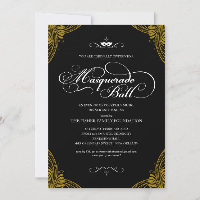 Formal Masquerade Ball Invitations (Front)