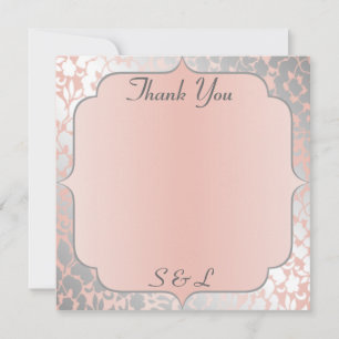 Formal Metallic Peach Floral Thank You Card / Note