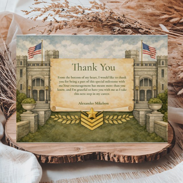 Formal Military Graduation Celebration Thank You Card (Creator Uploaded)