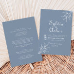 Formal Minimal Dusty Blue Front and Back Wedding Invitation<br><div class="desc">This formal minimal dusty blue front and back wedding invitation is perfect for a rustic wedding. The design features watercolor wild herbs in a dusty blue background.</div>