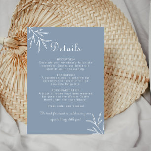Formal Minimal Dusty Blue Wedding Details Enclosure Card