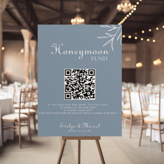 Formal Minimal Dusty Blue Wedding Honeymoon Fund  Poster (Creator Uploaded)