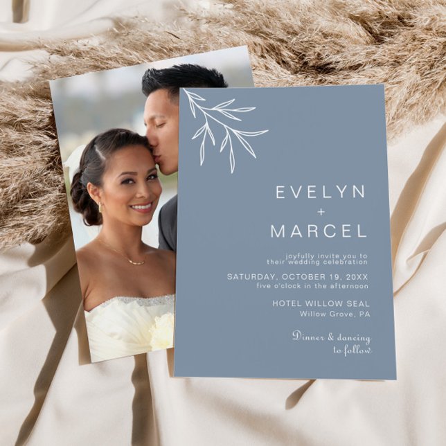 Formal Minimal Dusty Blue Wedding  Invitation (Creator Uploaded)
