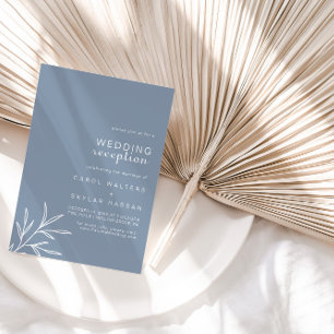 Formal Minimal Dusty Blue Wedding Reception Invitation