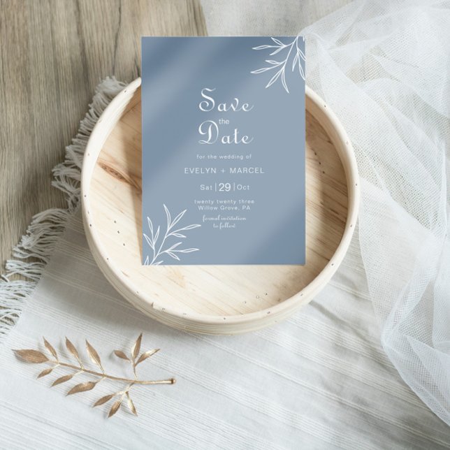 Formal Minimal Dusty Blue Wedding Save the Date  Invitation (Creator Uploaded)