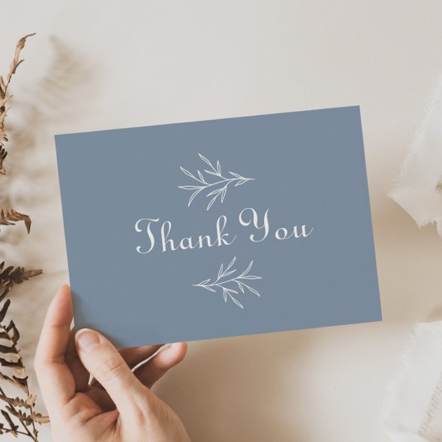 Formal Minimal Dusty Blue Wedding  Thank You Card (Creator Uploaded)