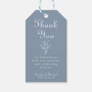 Formal Minimal Dusty Blue Wedding Thank You  Gift Tags